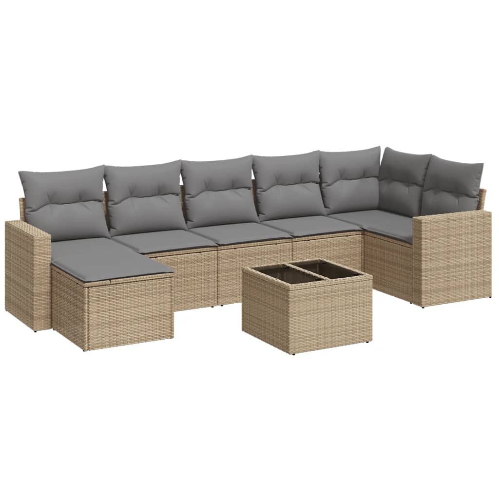 Set canapele de grădină, 8 piese, cu perne, bej, poliratan GartenMobel Dekor