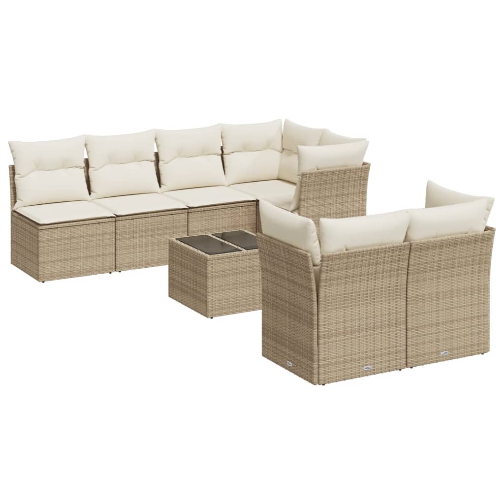 Set canapele de grădină, 8 piese, cu perne, bej, poliratan GartenMobel Dekor