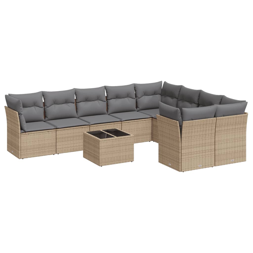 Set canapele de grădină cu perne, 10 piese, bej, poliratan GartenMobel Dekor