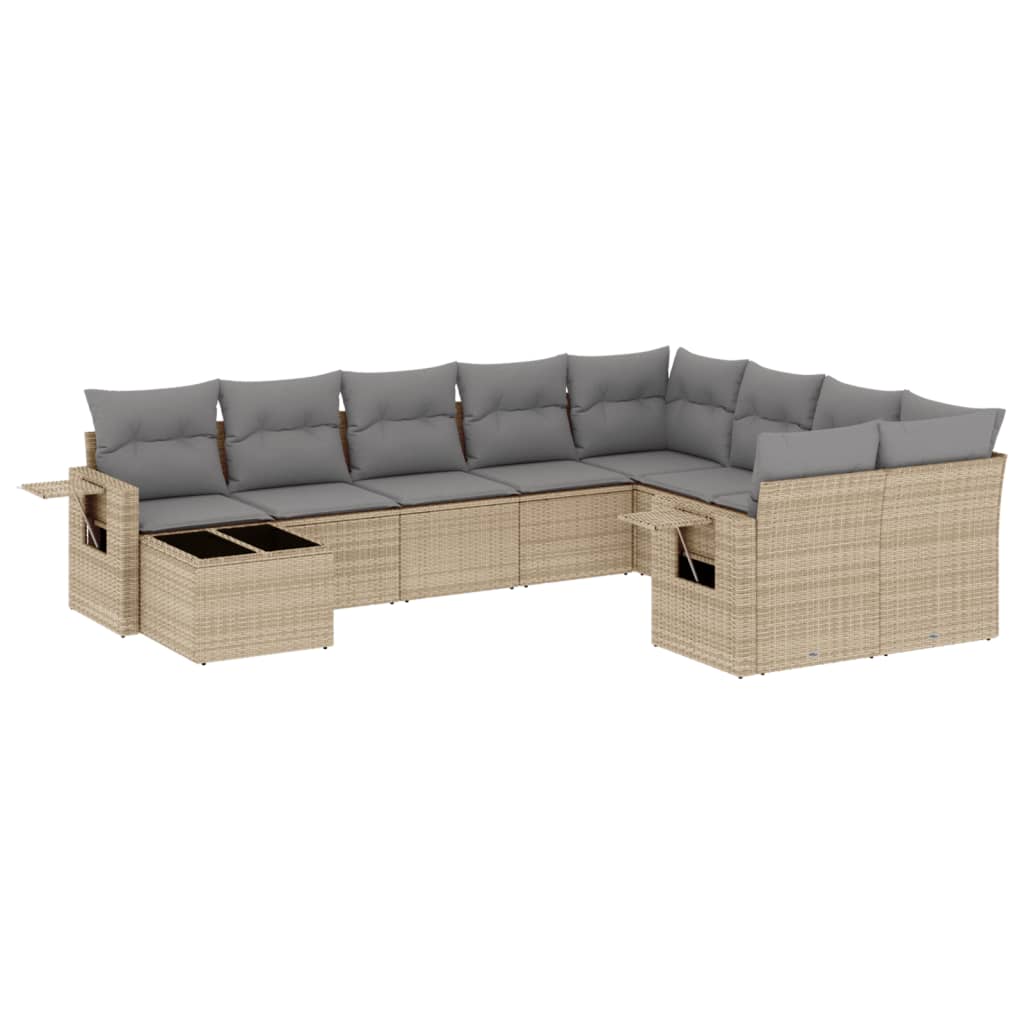 Set canapele de grădină cu perne, 10 piese, bej, poliratan GartenMobel Dekor