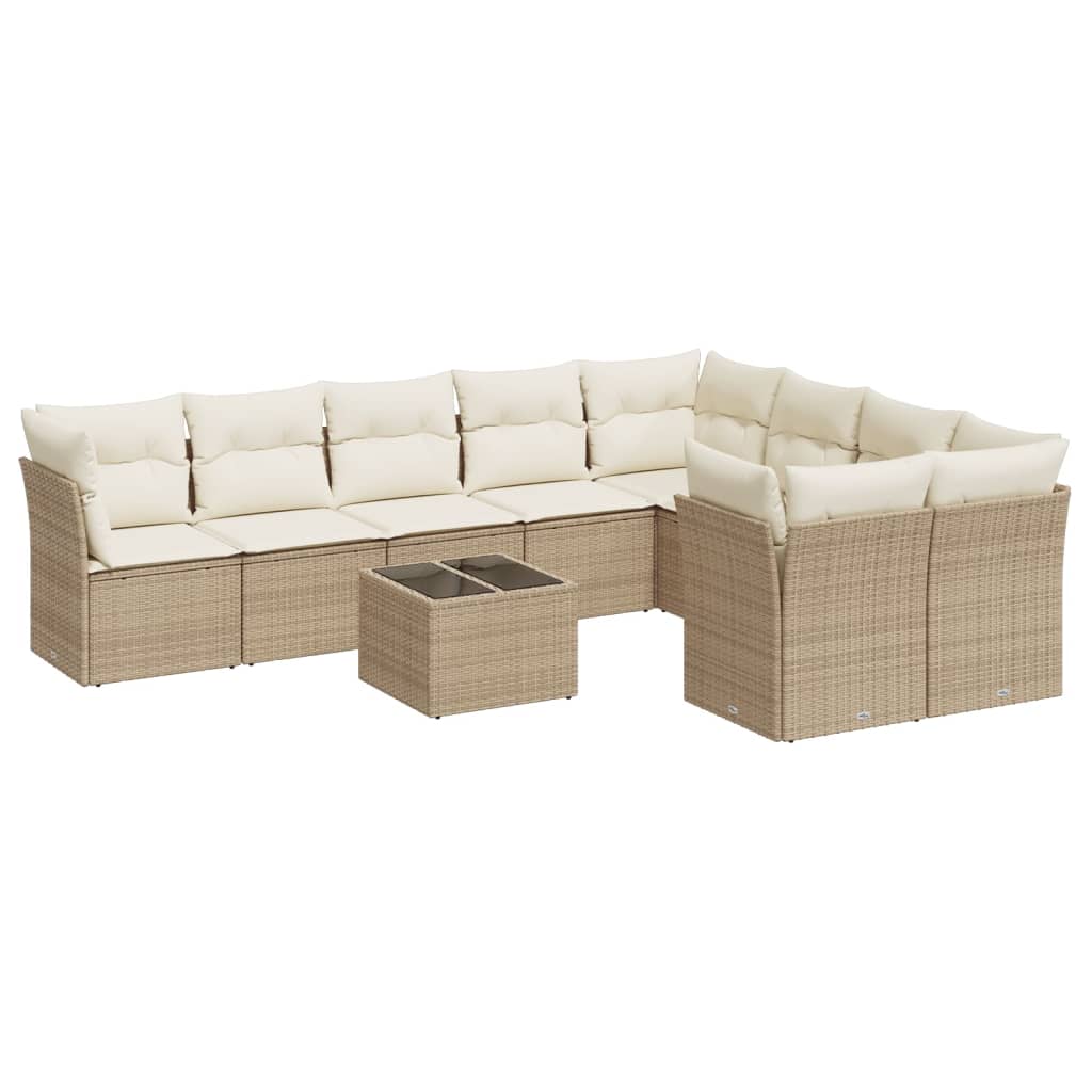 Set canapele de grădină cu perne, 10 piese, bej, poliratan GartenMobel Dekor