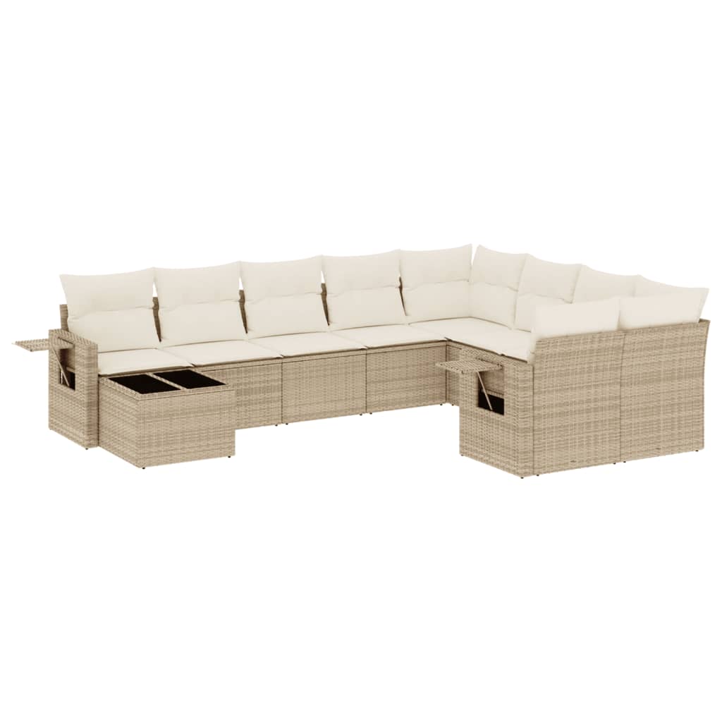 Set canapele de grădină cu perne, 10 piese, bej, poliratan GartenMobel Dekor