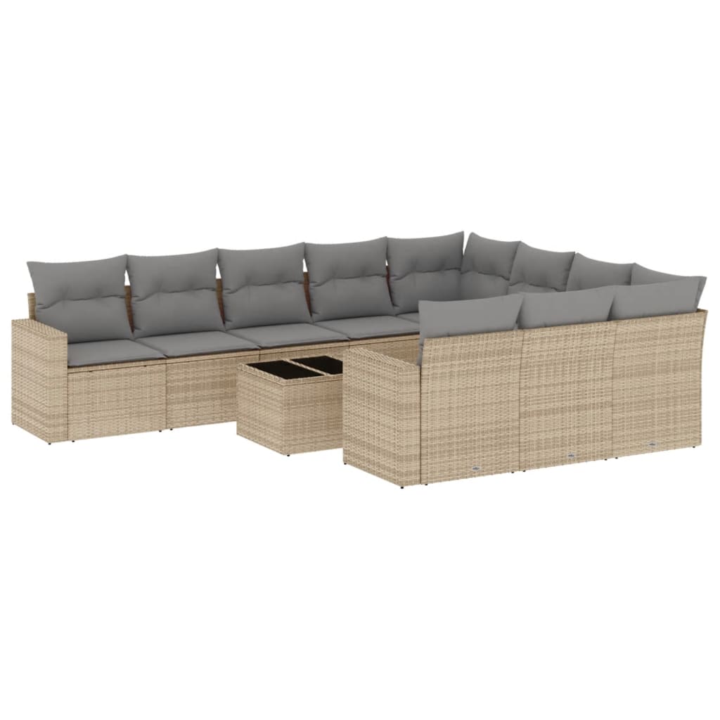 Set canapele de grădină cu perne, 11 piese, bej, poliratan GartenMobel Dekor