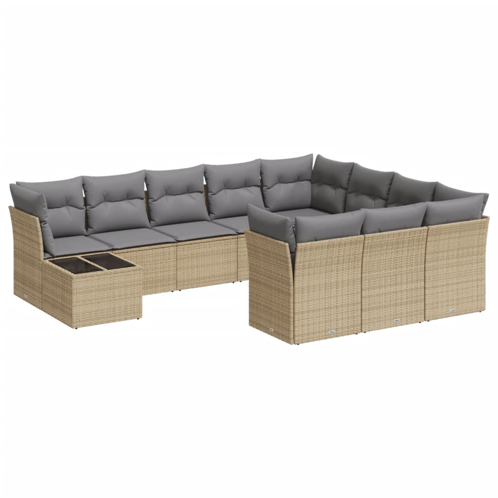 Set canapele de grădină cu perne, 11 piese, bej, poliratan GartenMobel Dekor