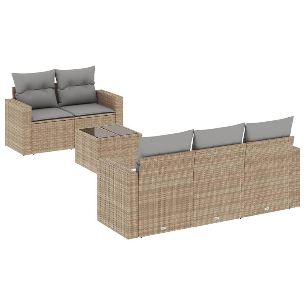 Set canapele de grădină cu perne, 6 piese, bej, poliratan GartenMobel Dekor