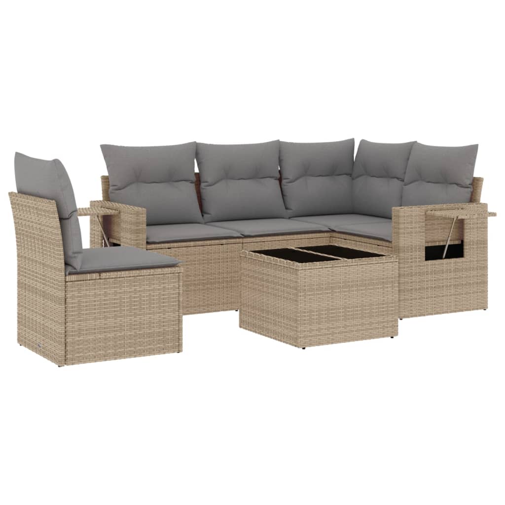 Set canapele de grădină cu perne, 6 piese, bej, poliratan GartenMobel Dekor