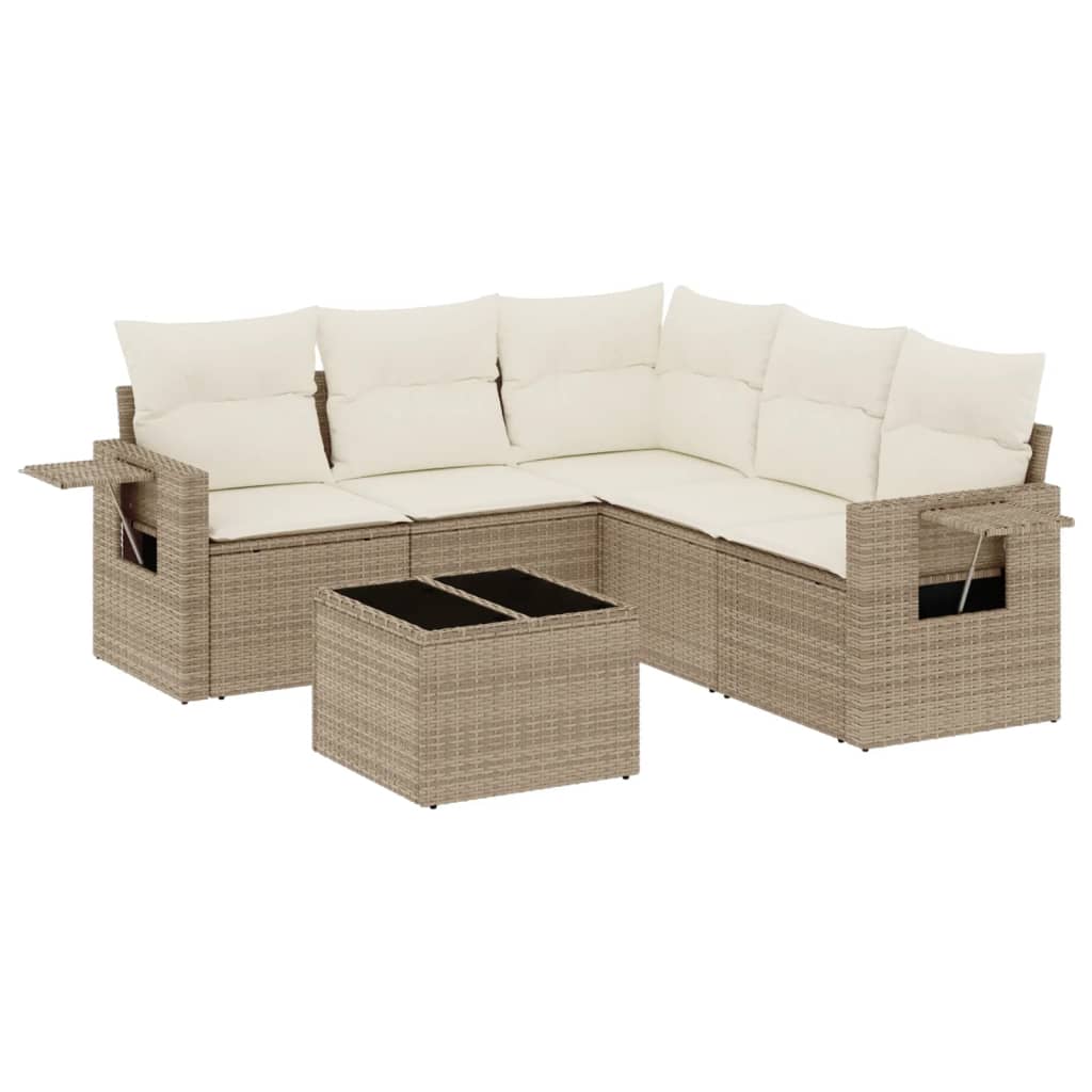 Set canapele de grădină cu perne, 6 piese, bej, poliratan GartenMobel Dekor