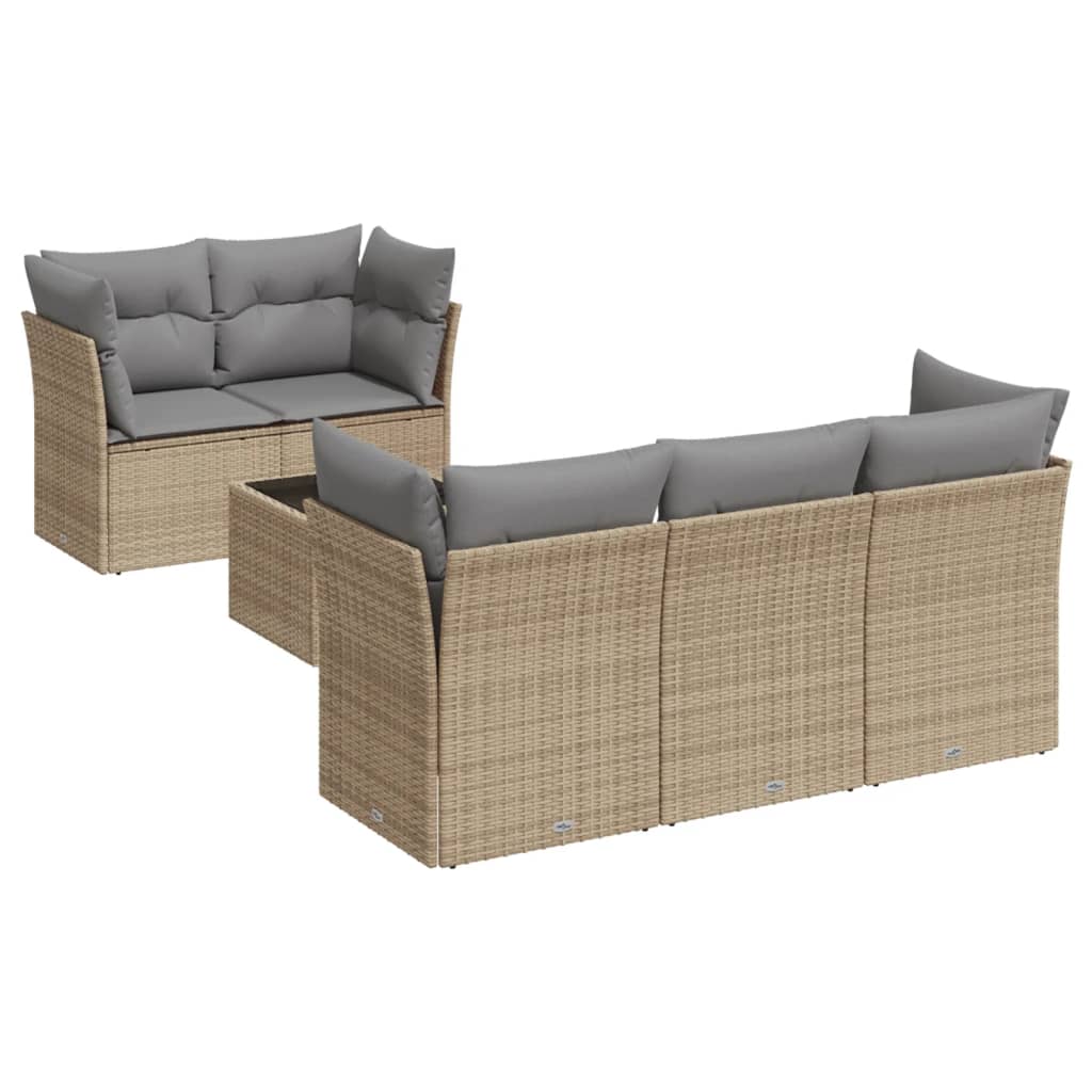Set canapele de grădină cu perne, 6 piese, bej, poliratan GartenMobel Dekor