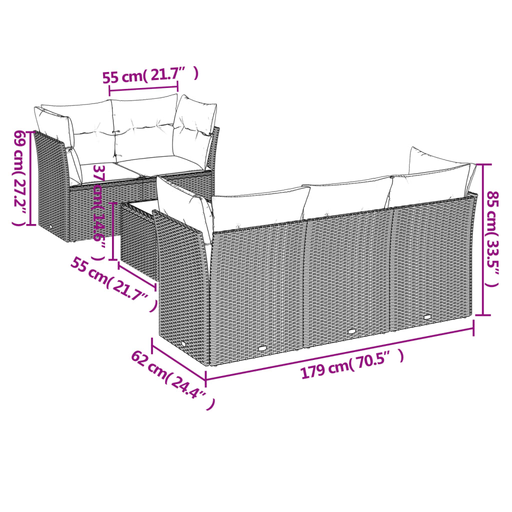 Set canapele de grădină cu perne, 6 piese, bej, poliratan GartenMobel Dekor