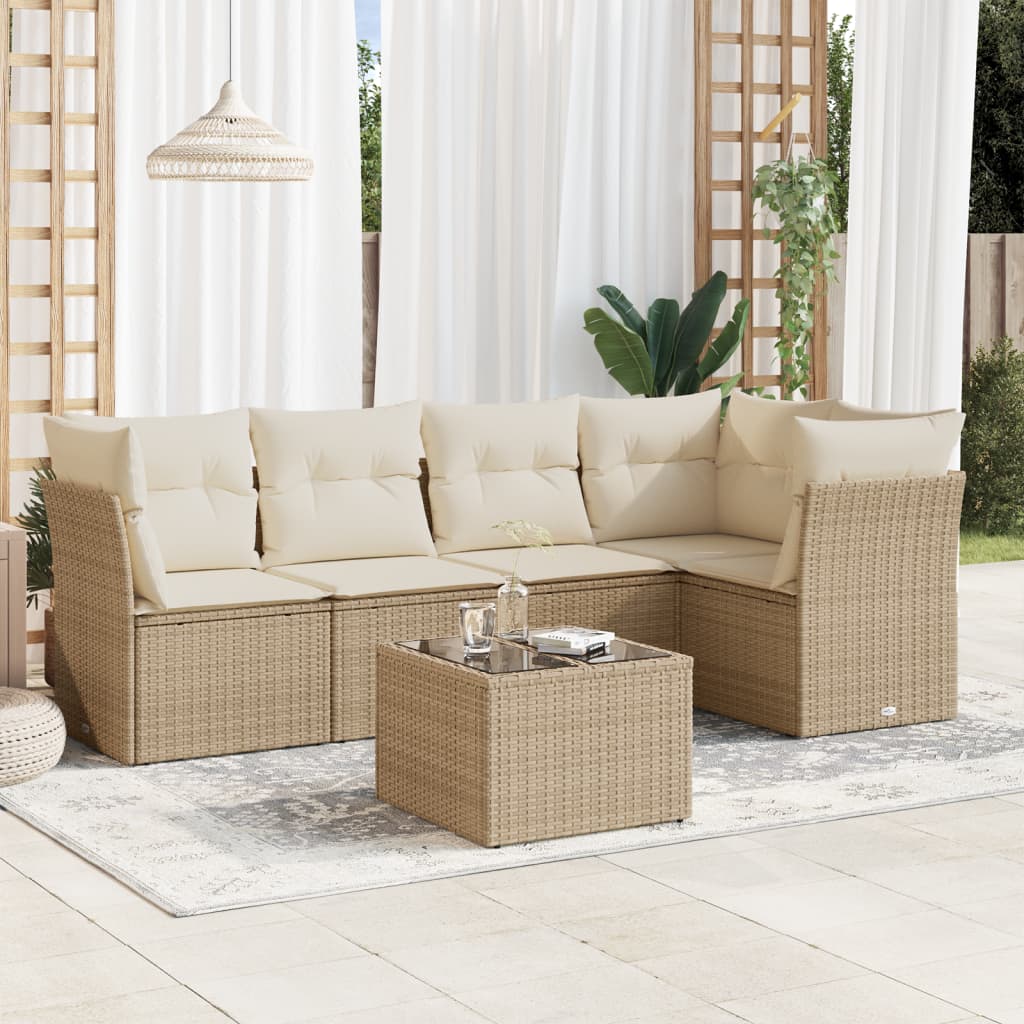 Set canapele de grădină cu perne, 6 piese, bej, poliratan GartenMobel Dekor