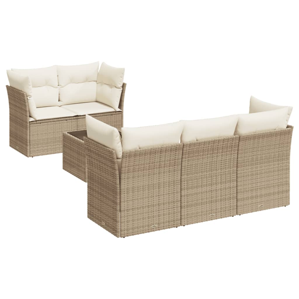 Set canapele de grădină cu perne, 6 piese, bej, poliratan GartenMobel Dekor