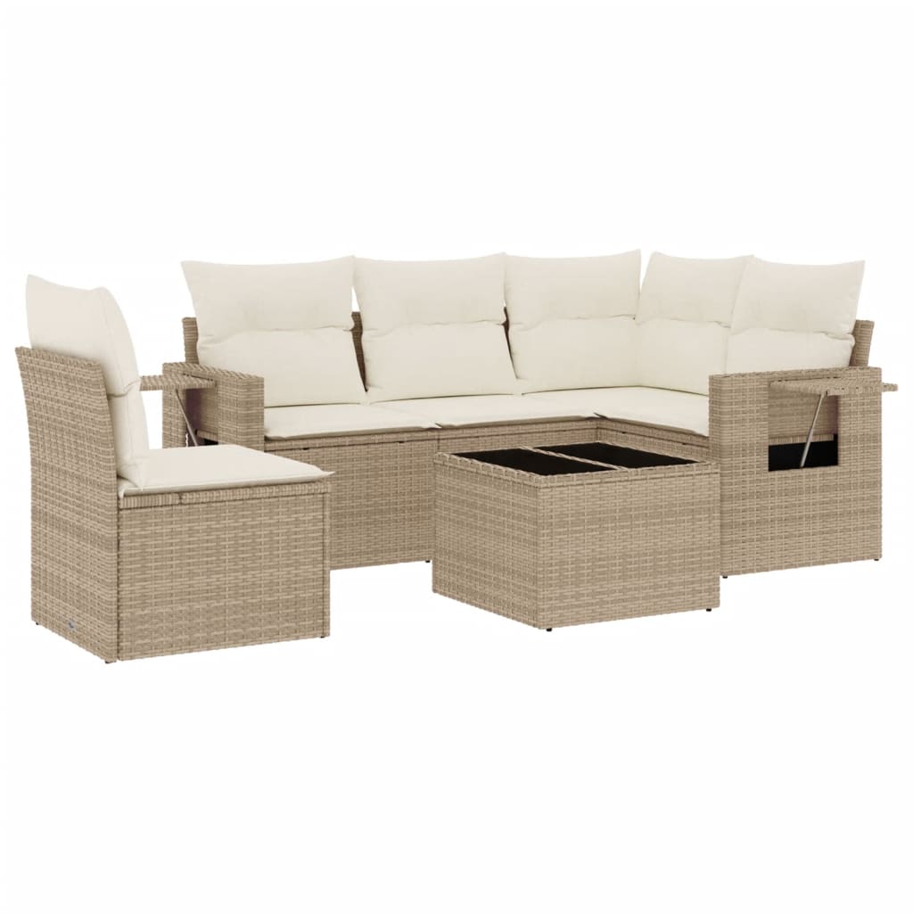 Set canapele de grădină cu perne, 6 piese, bej, poliratan GartenMobel Dekor