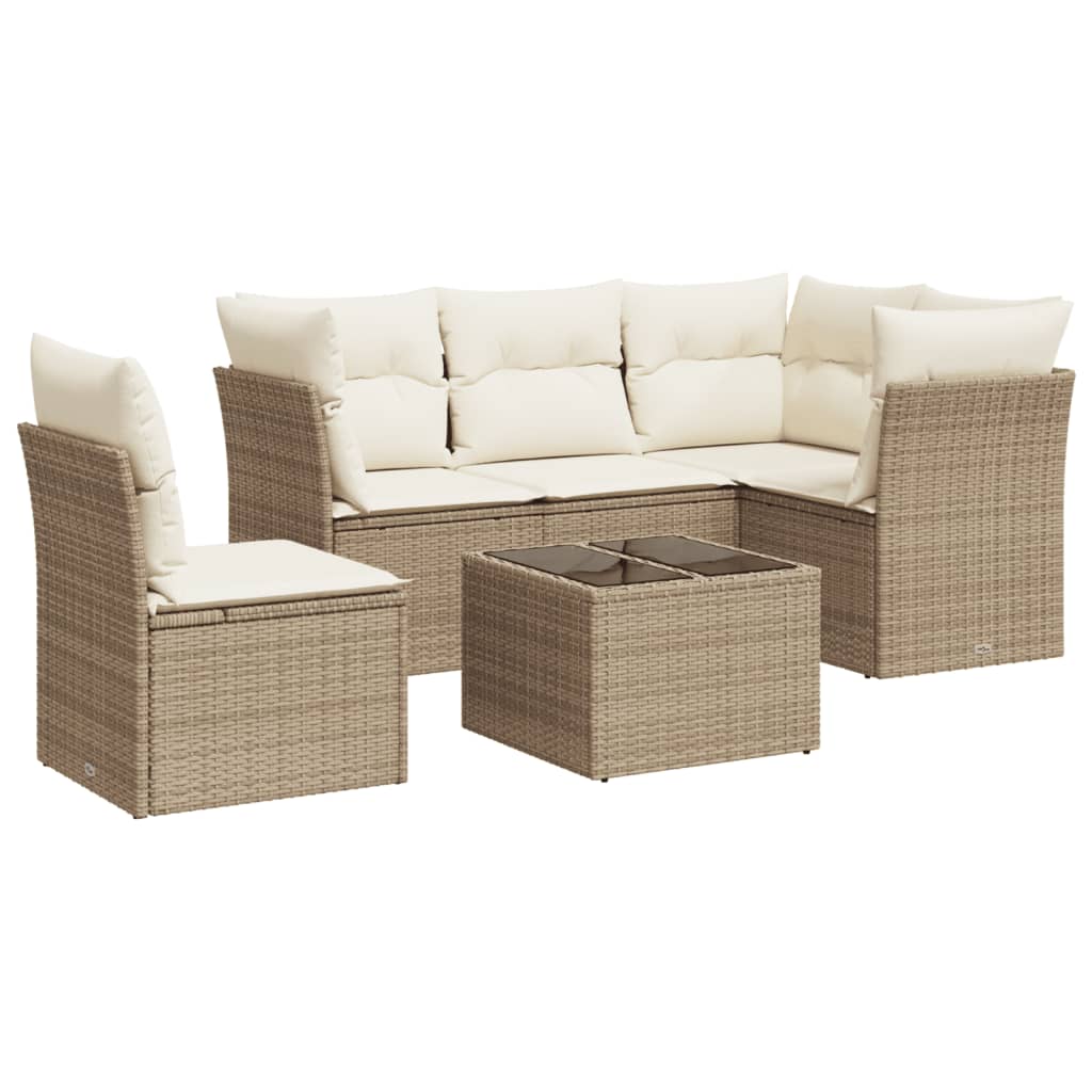 Set canapele de grădină cu perne, 6 piese, bej, poliratan GartenMobel Dekor