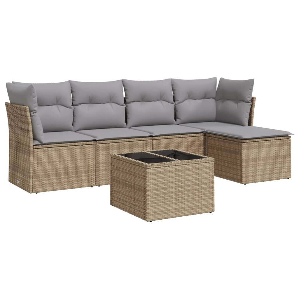 Set canapele de grădină cu perne, 6 piese, bej, poliratan GartenMobel Dekor