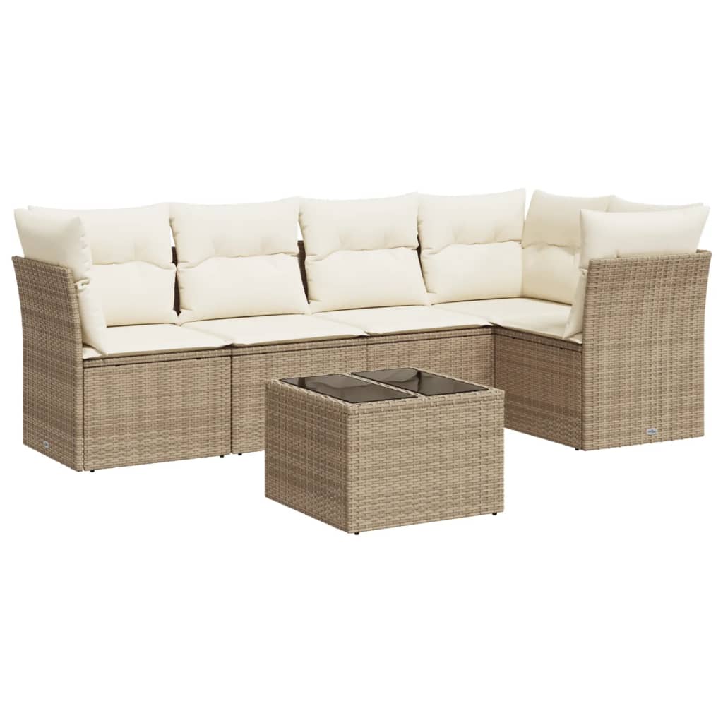 Set canapele de grădină cu perne, 6 piese, bej, poliratan GartenMobel Dekor