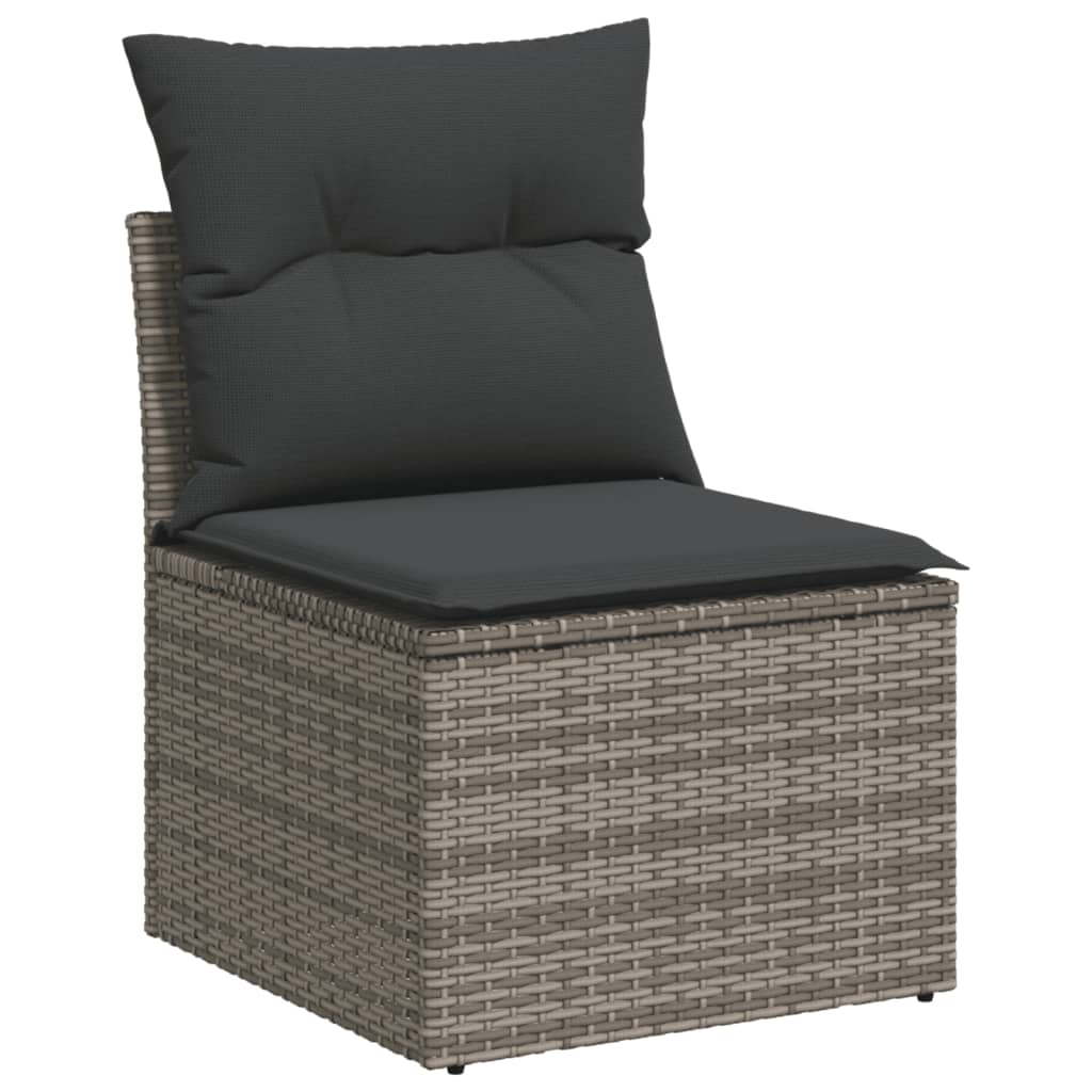 Set canapele de grădină, 7 piese, cu perne, gri, poliratan GartenMobel Dekor