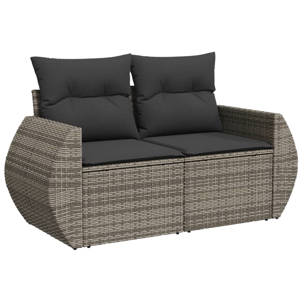 Set canapele de grădină, 7 piese, cu perne, gri, poliratan GartenMobel Dekor