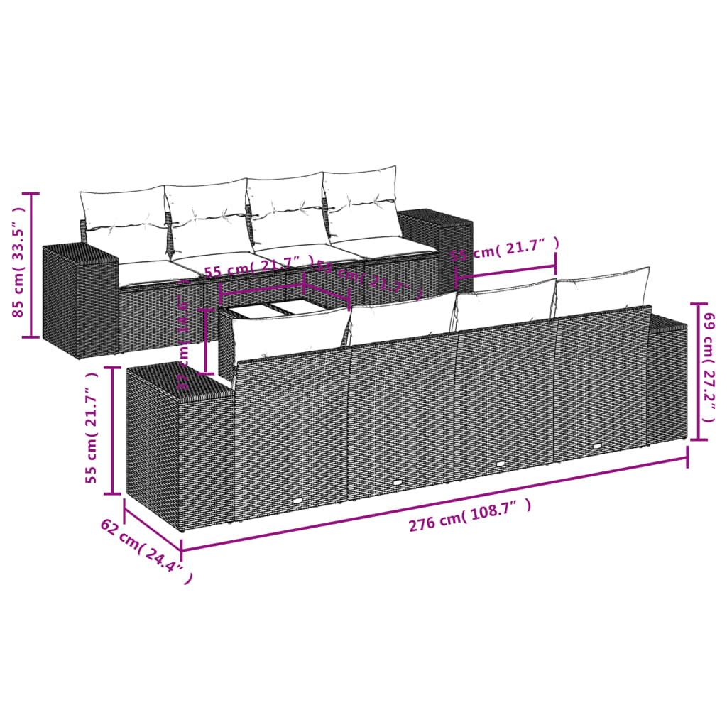 Set canapele de grădină, 9 piese, cu perne, bej, poliratan GartenMobel Dekor
