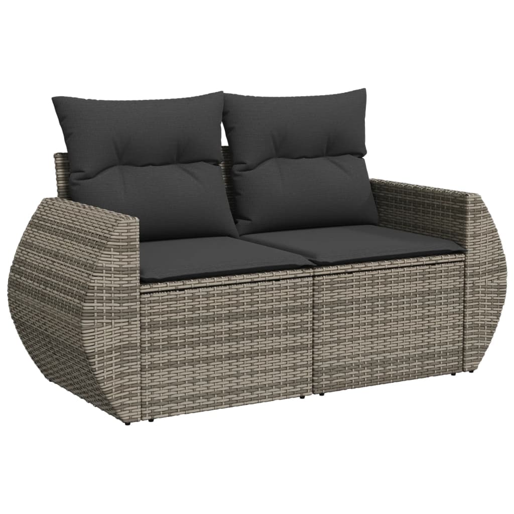 Set canapele de grădină, 9 piese, cu perne, gri, poliratan GartenMobel Dekor