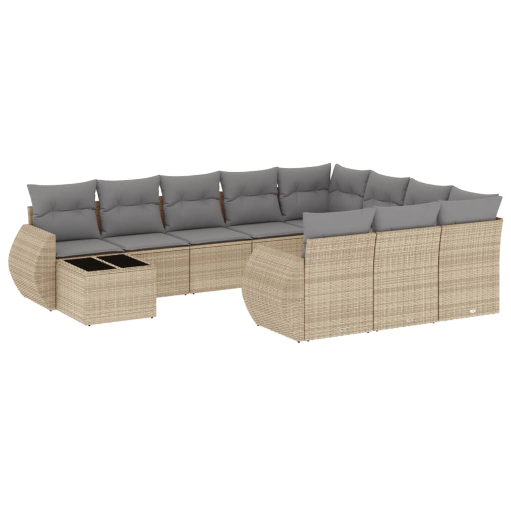 Set canapele de grădină cu perne, 11 piese, bej, poliratan GartenMobel Dekor