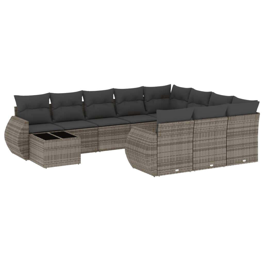 Set canapele de grădină cu perne, 11 piese, gri, poliratan GartenMobel Dekor