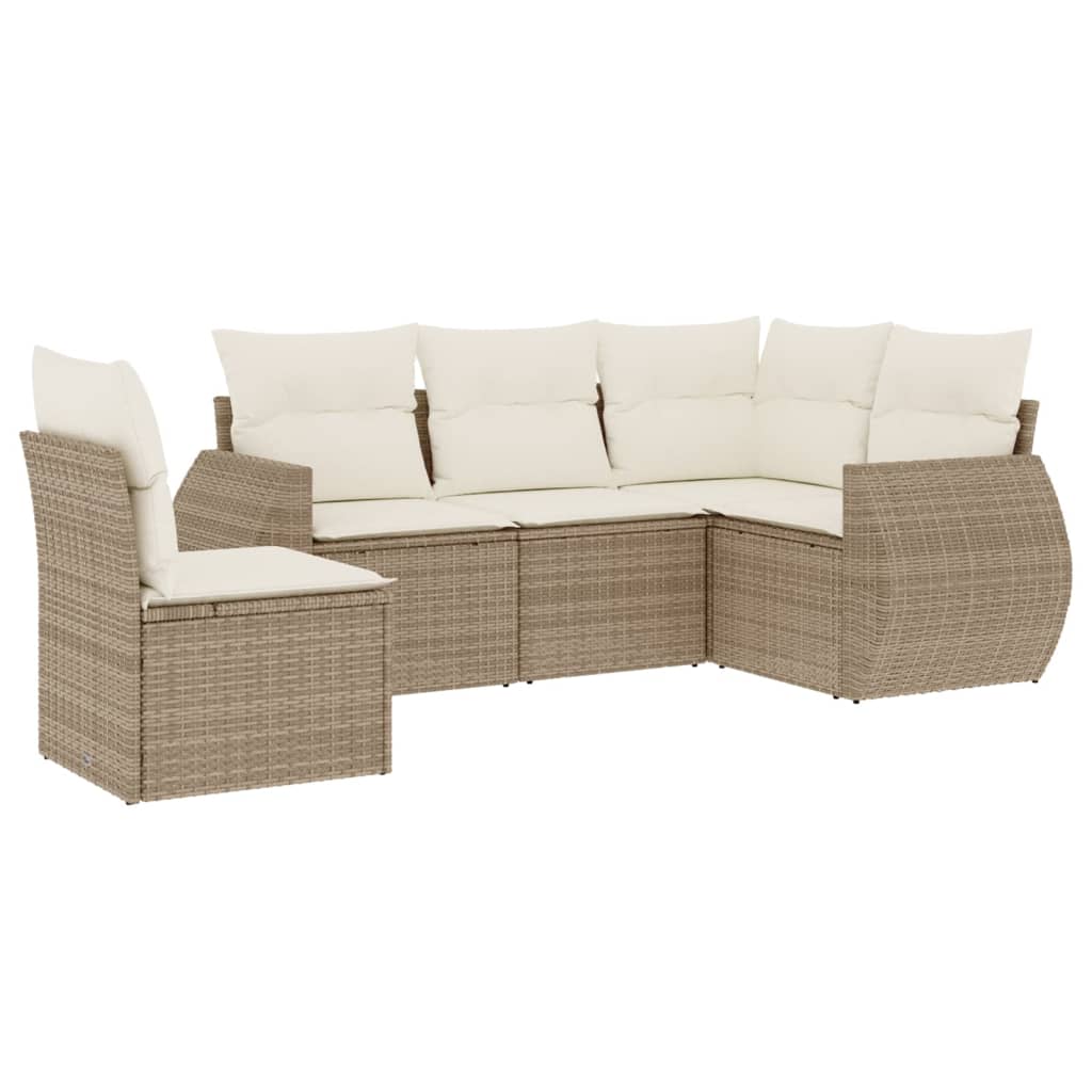 Set canapele de grădină cu perne, 5 piese, bej, poliratan GartenMobel Dekor