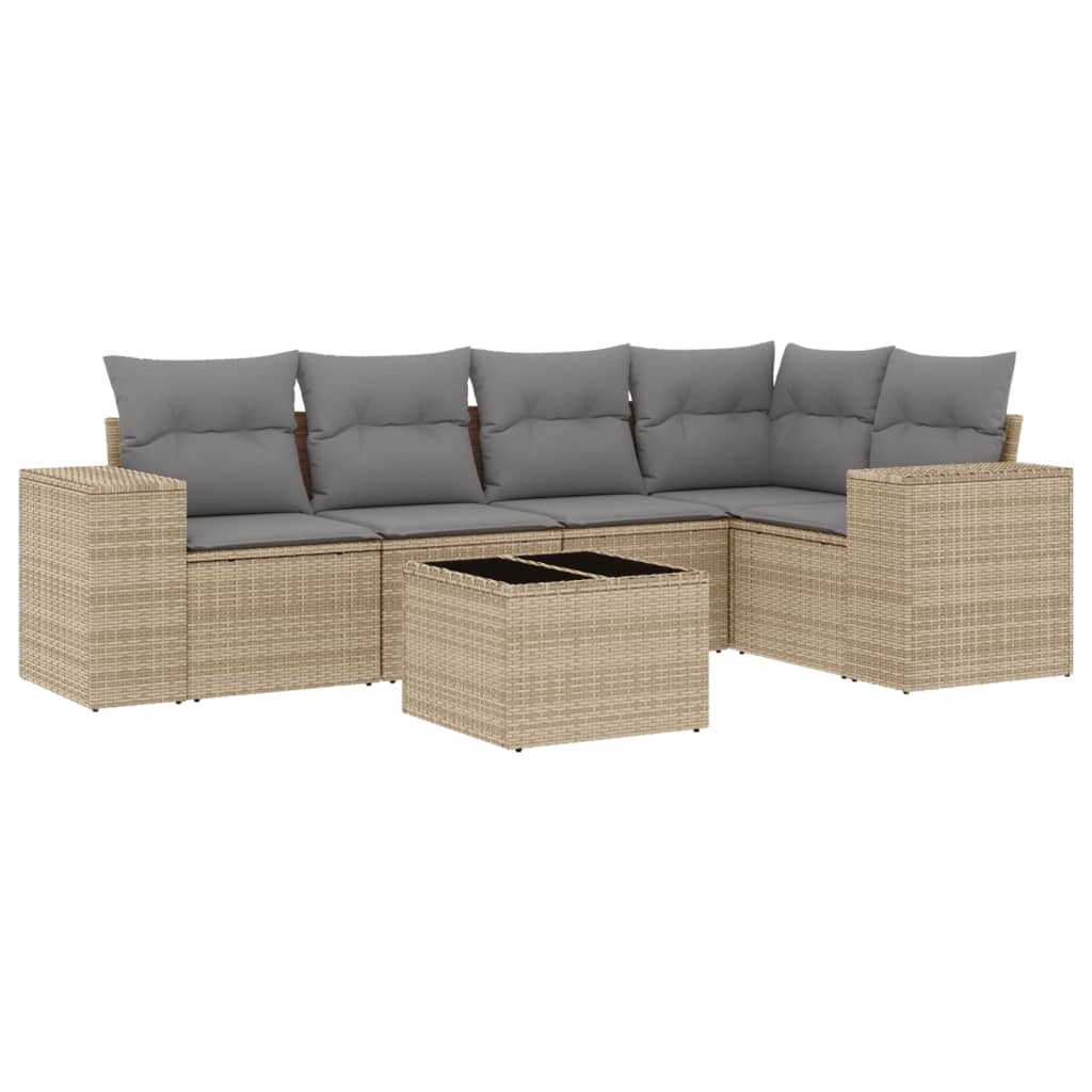 Set canapele de grădină cu perne, 6 piese, bej, poliratan GartenMobel Dekor