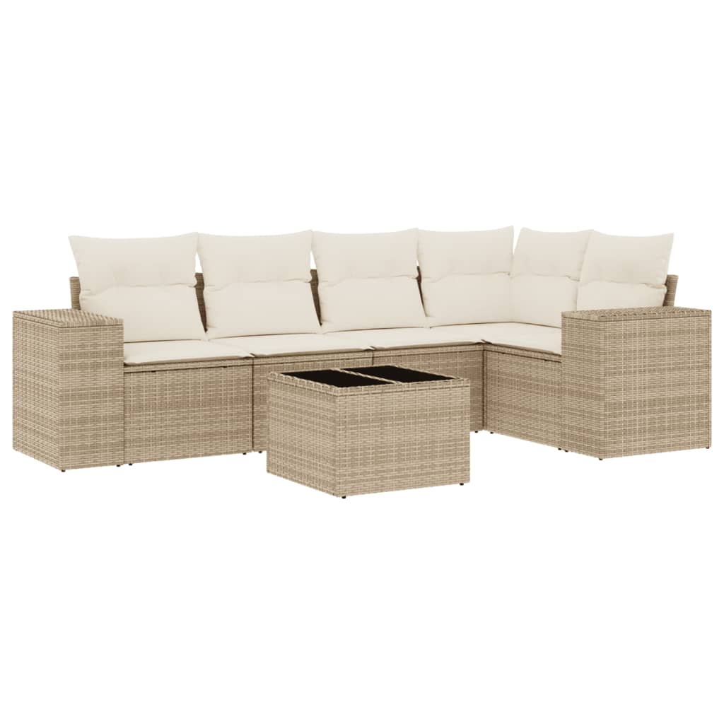 Set canapele de grădină cu perne, 6 piese, bej, poliratan GartenMobel Dekor