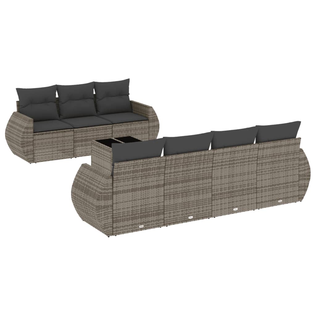 Set canapele de grădină cu perne, 8 piese, gri, poliratan GartenMobel Dekor