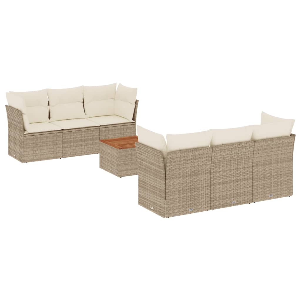 Set canapele de grădină, 7 piese, cu perne, bej, poliratan GartenMobel Dekor