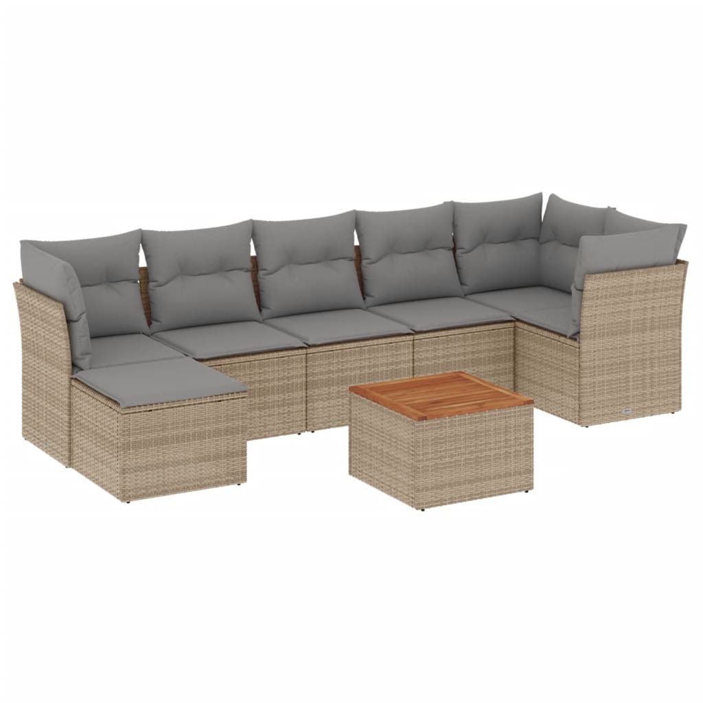 Set canapele de grădină, 8 piese, cu perne, bej, poliratan GartenMobel Dekor