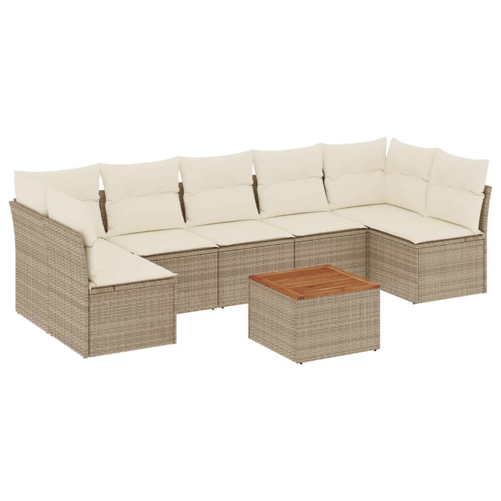 Set canapele de grădină, 8 piese, cu perne, bej, poliratan GartenMobel Dekor