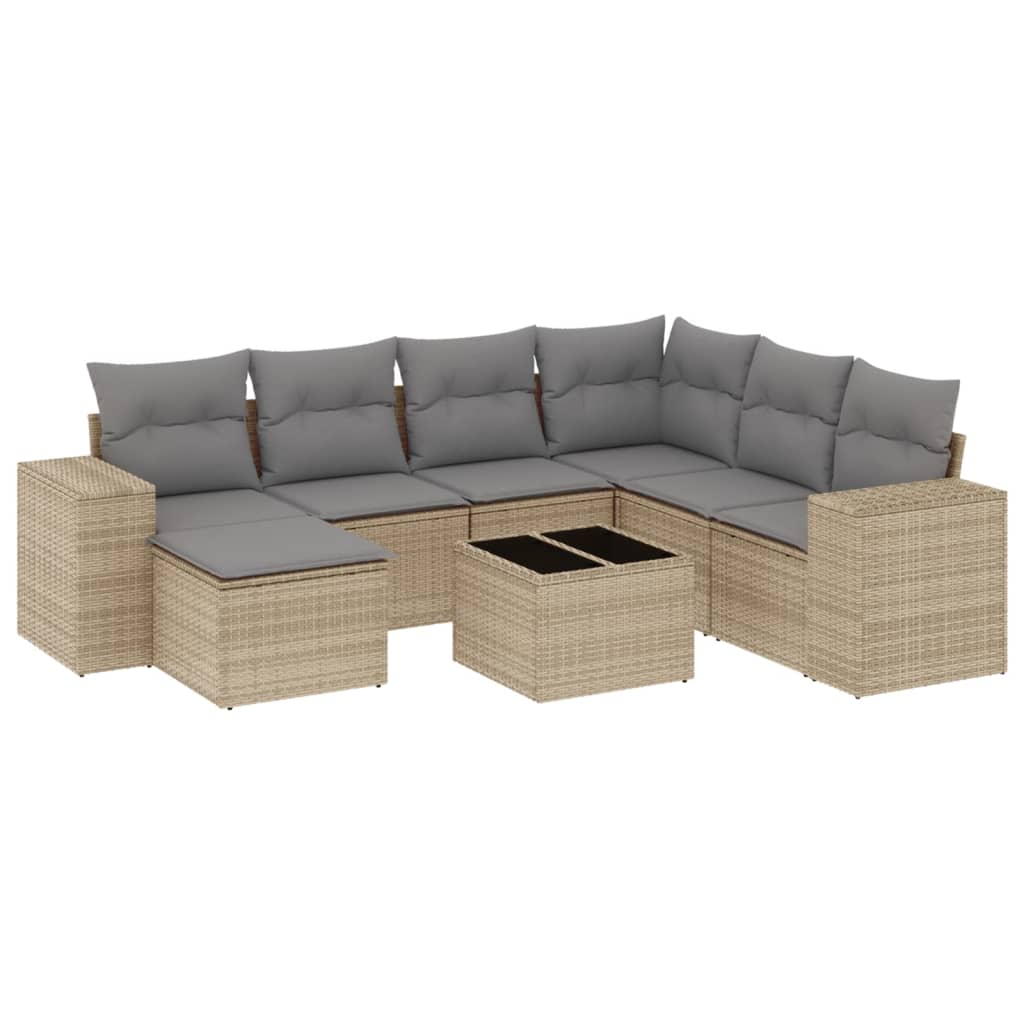 Set canapele de grădină, 8 piese, cu perne, bej, poliratan GartenMobel Dekor