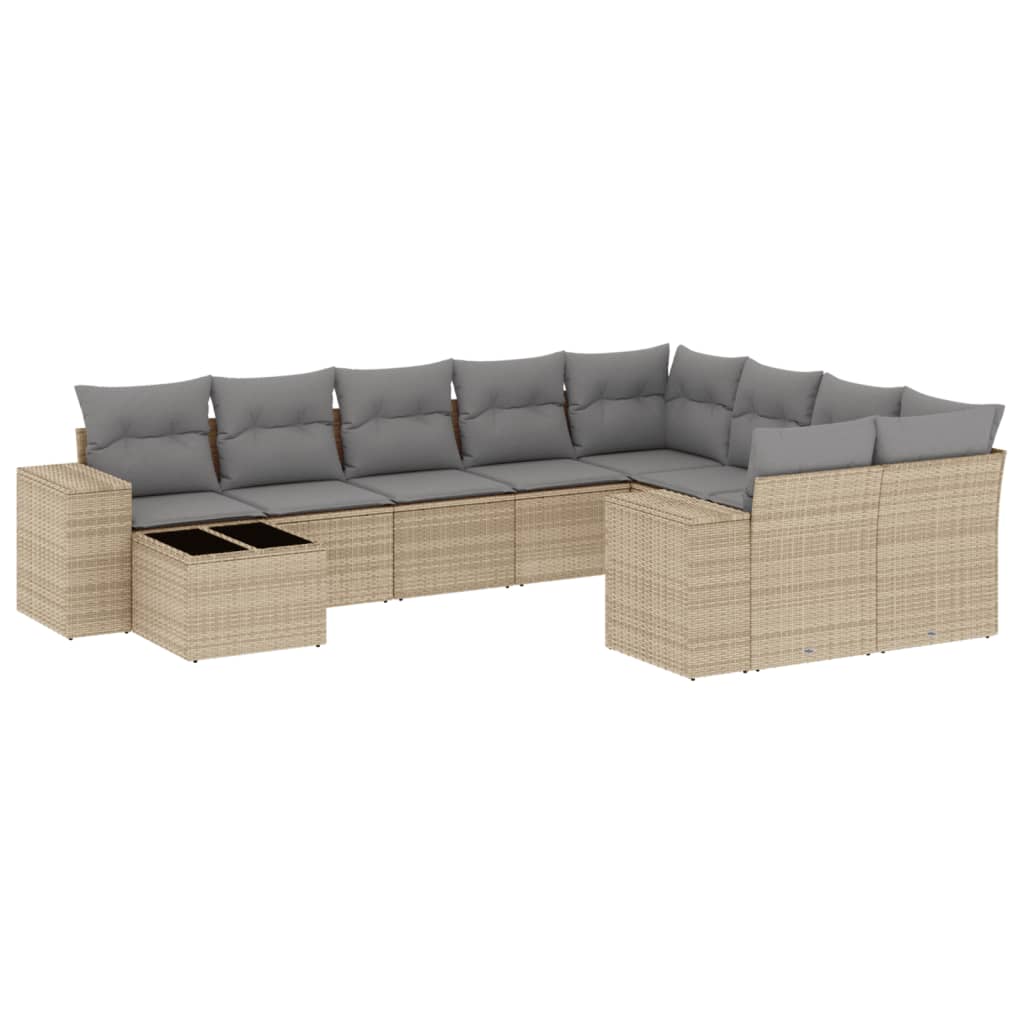 Set canapele de grădină cu perne, 10 piese, bej, poliratan GartenMobel Dekor