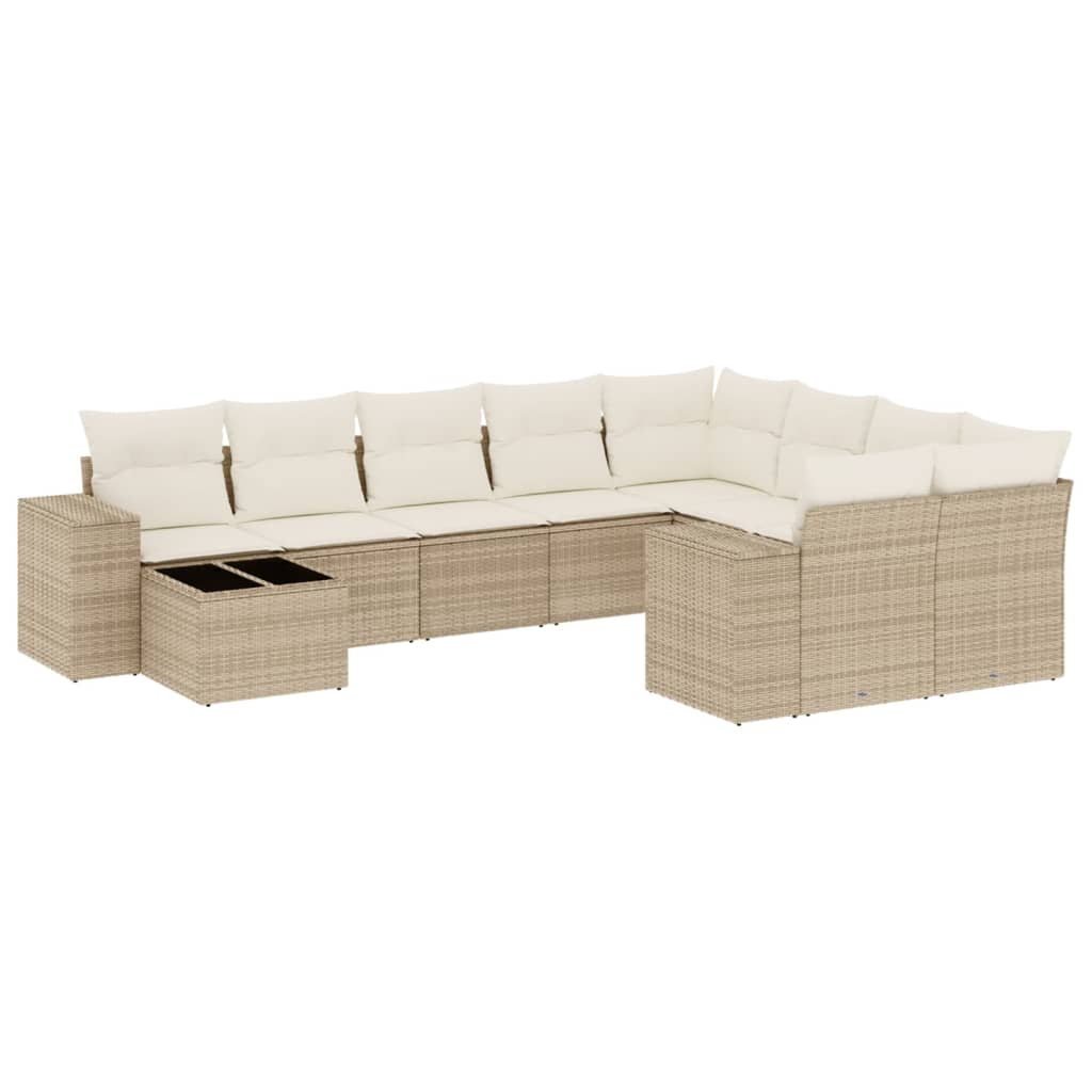 Set canapele de grădină cu perne, 10 piese, bej, poliratan GartenMobel Dekor
