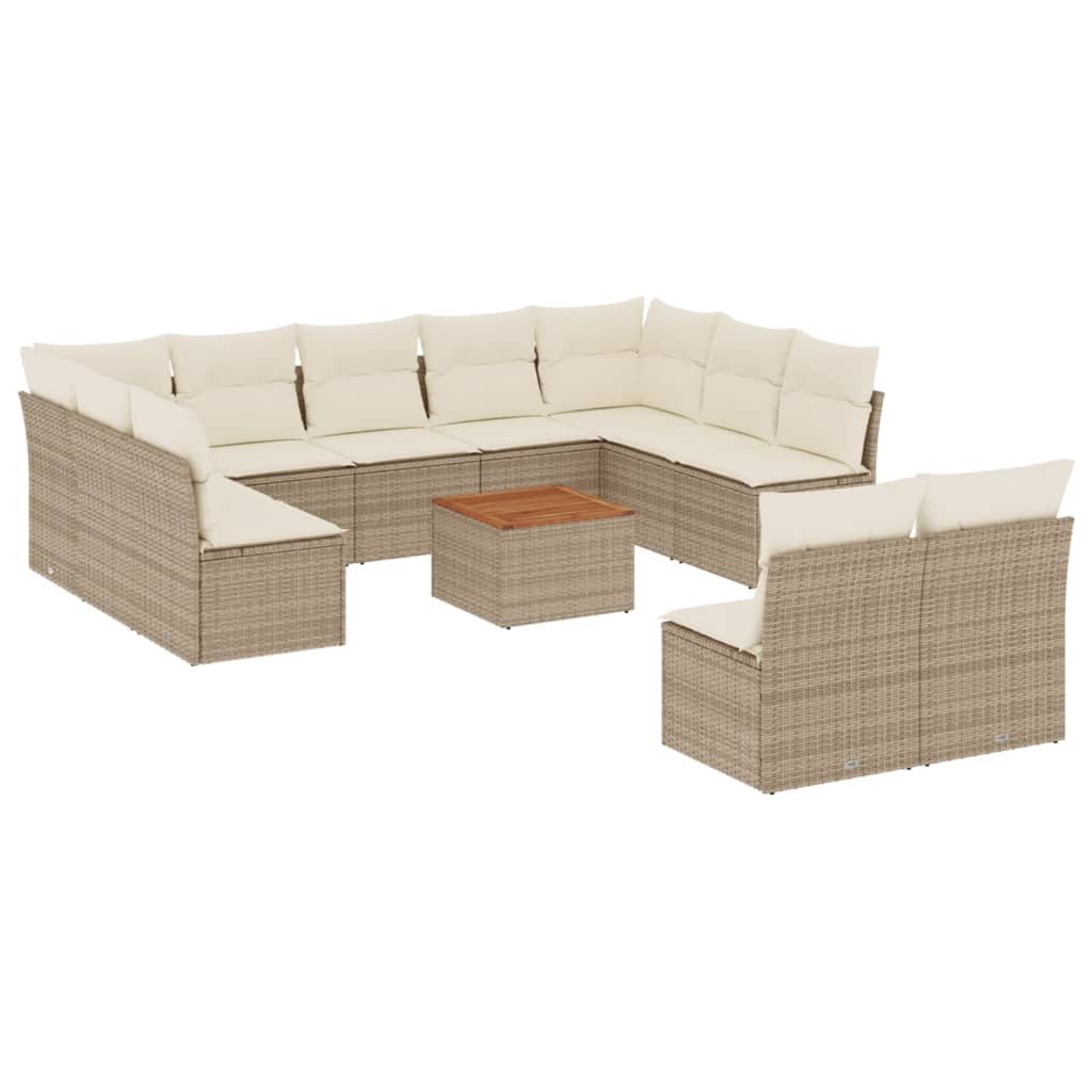 Set canapele de grădină cu perne, 12 piese, bej, poliratan GartenMobel Dekor