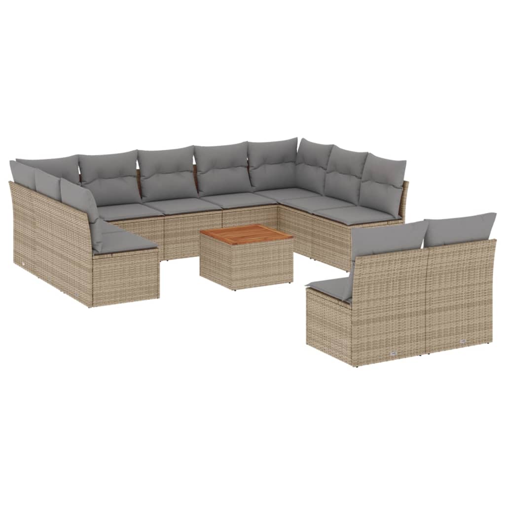 Set canapele de grădină cu perne, 12 piese, bej, poliratan GartenMobel Dekor