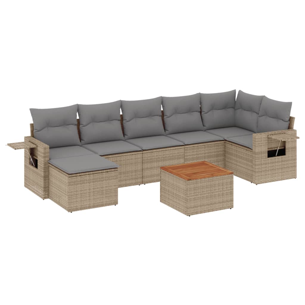 Set canapele de grădină, 8 piese, cu perne, bej, poliratan GartenMobel Dekor