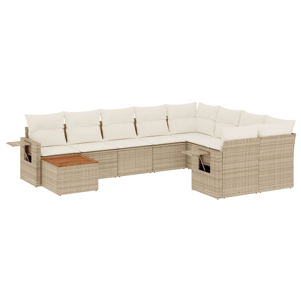 Set canapele de grădină cu perne, 10 piese, bej, poliratan GartenMobel Dekor