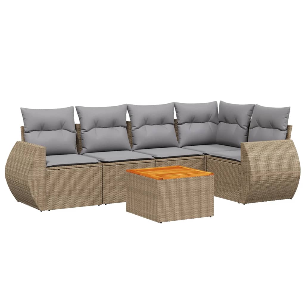 Set canapele de grădină cu perne, 6 piese, bej, poliratan GartenMobel Dekor