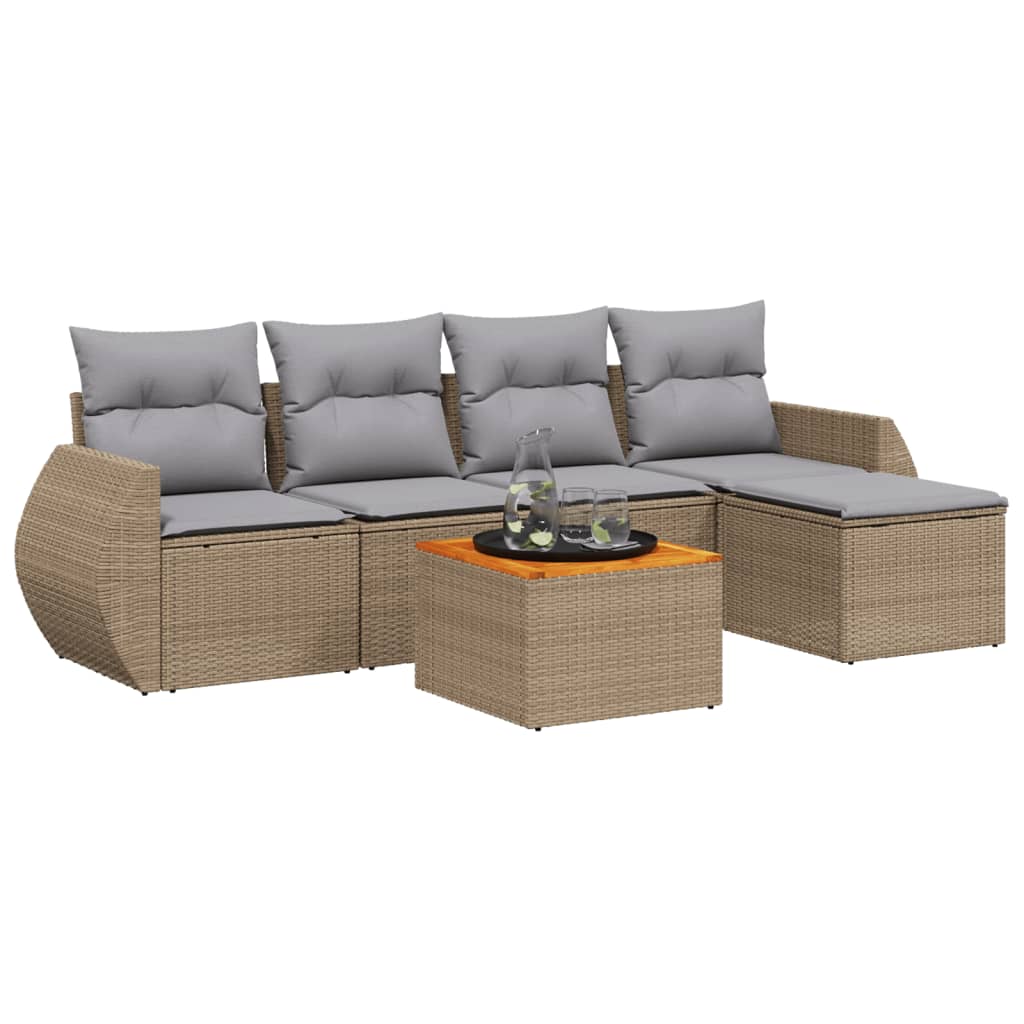 Set canapele de grădină cu perne, 6 piese, bej, poliratan GartenMobel Dekor