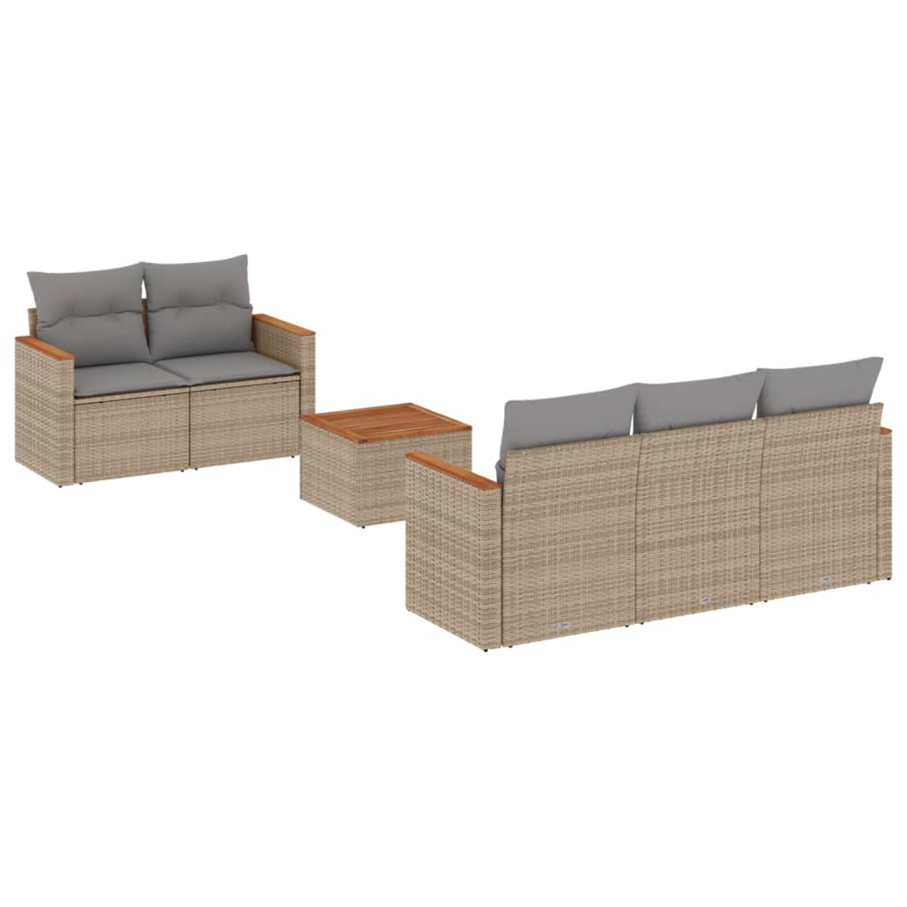 Set canapele de grădină, 6 piese, cu perne, bej, poliratan GartenMobel Dekor