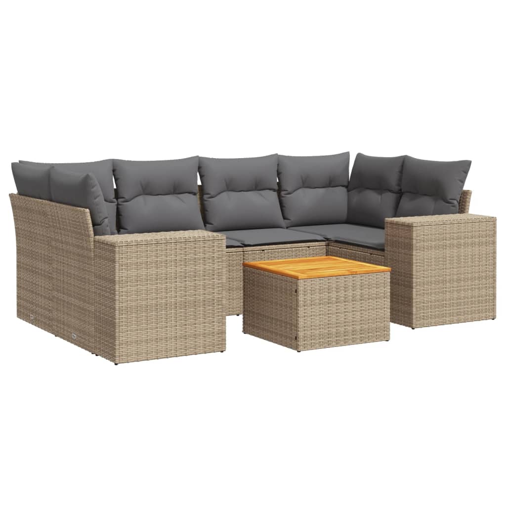 Set canapele de grădină, 7 piese, cu perne, bej, poliratan GartenMobel Dekor