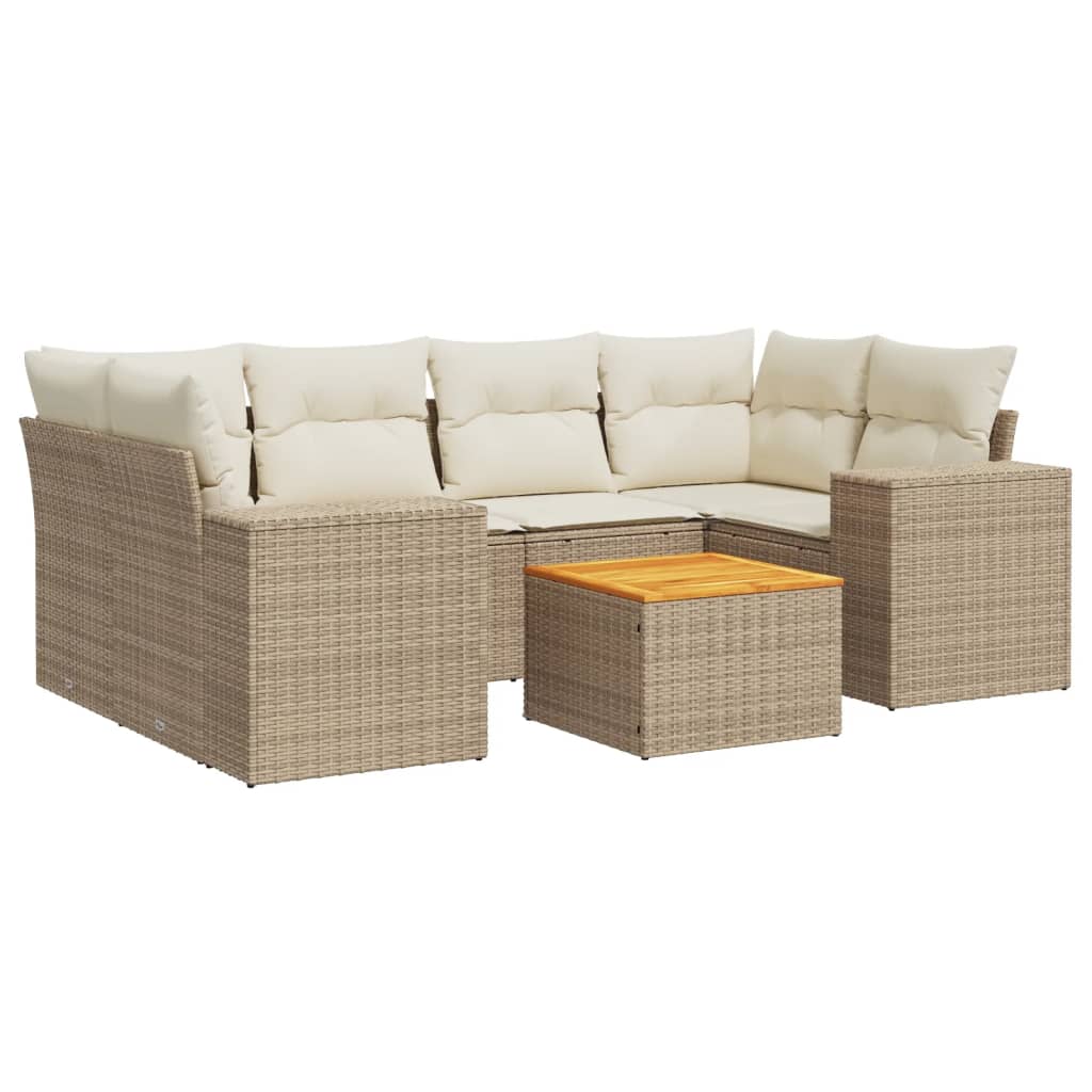 Set canapele de grădină, 7 piese, cu perne, bej, poliratan GartenMobel Dekor