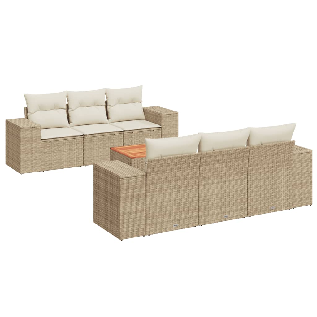 Set canapele de grădină, 7 piese, cu perne, bej, poliratan GartenMobel Dekor