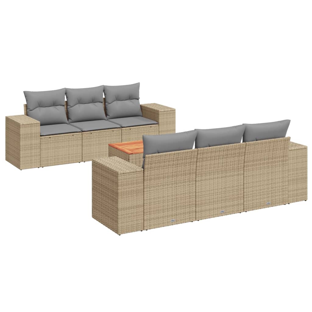 Set canapele de grădină, 7 piese, cu perne, bej, poliratan GartenMobel Dekor