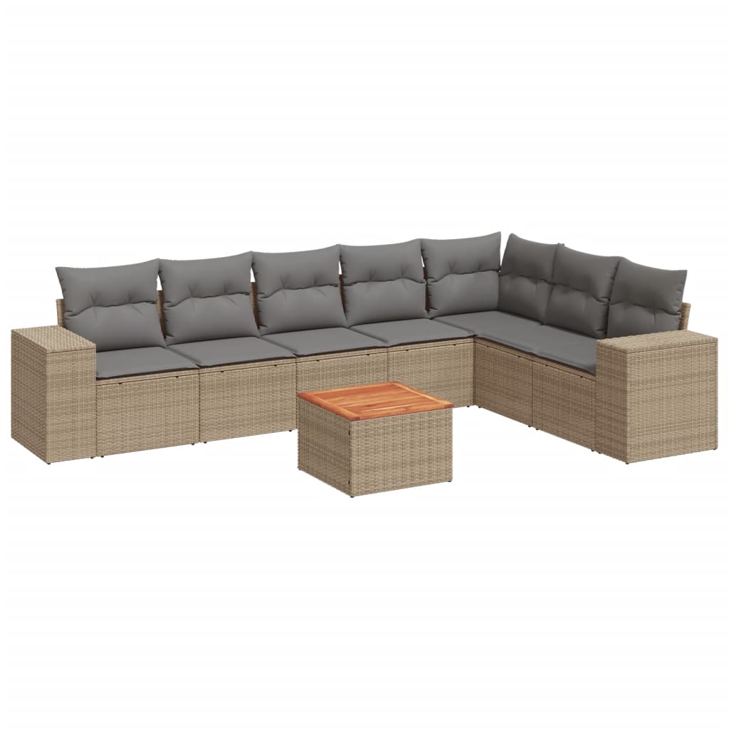 Set canapele de grădină, 8 piese, cu perne, bej, poliratan GartenMobel Dekor