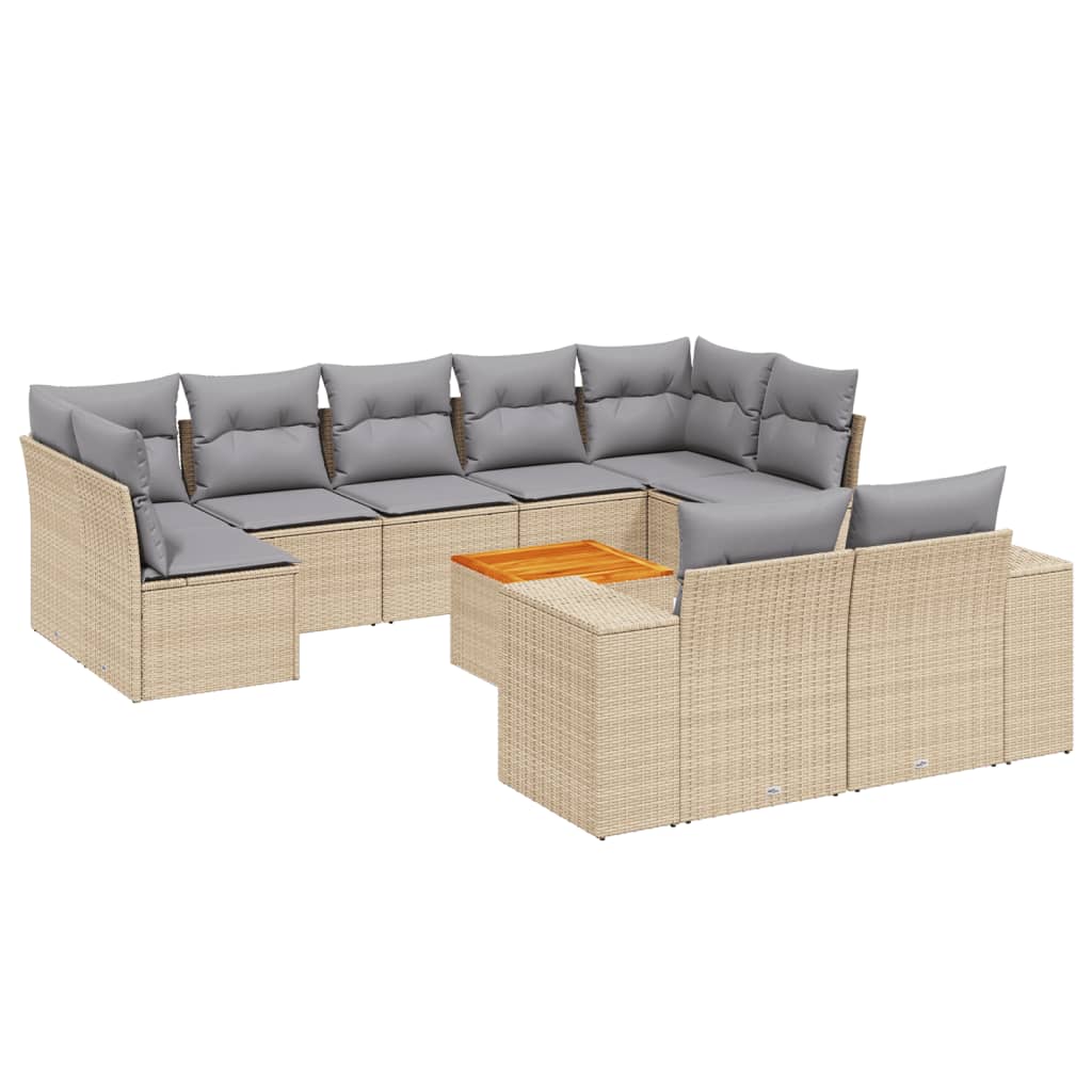 Set canapele de grădină cu perne, 10 piese, bej, poliratan GartenMobel Dekor