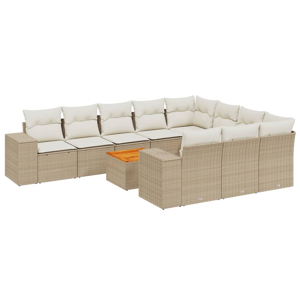 Set canapele de grădină cu perne, 11 piese, bej, poliratan GartenMobel Dekor