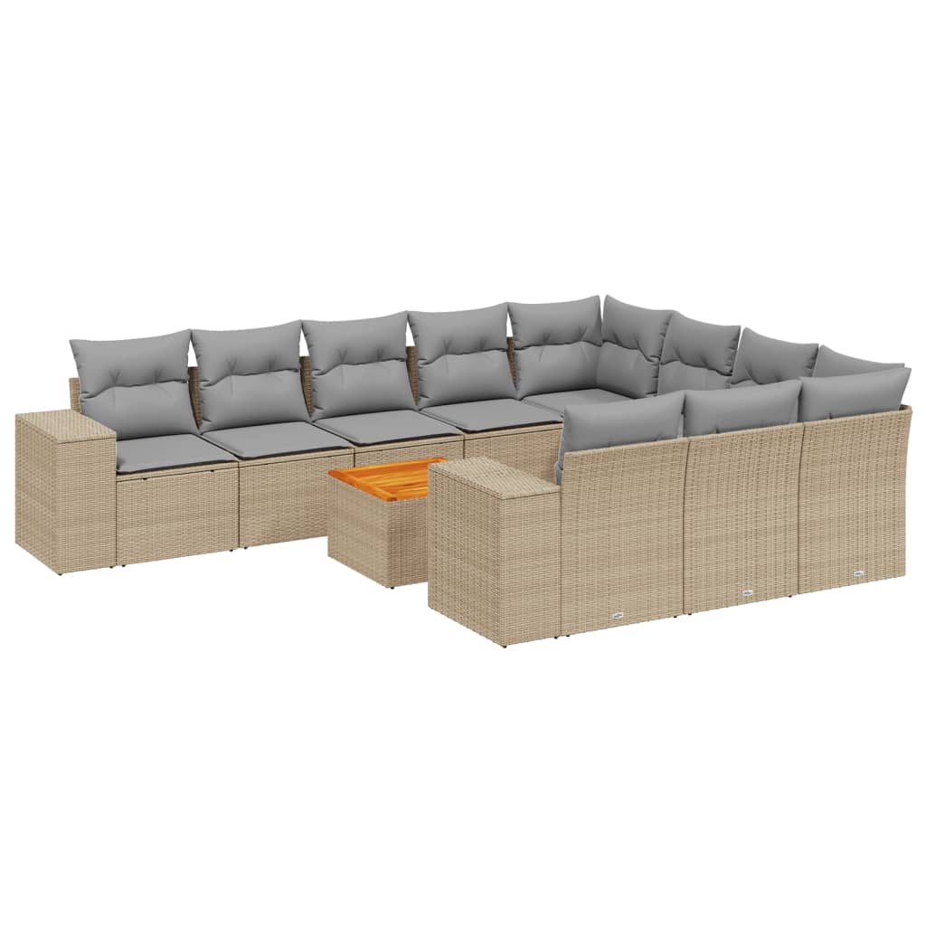 Set canapele de grădină cu perne, 11 piese, bej, poliratan GartenMobel Dekor